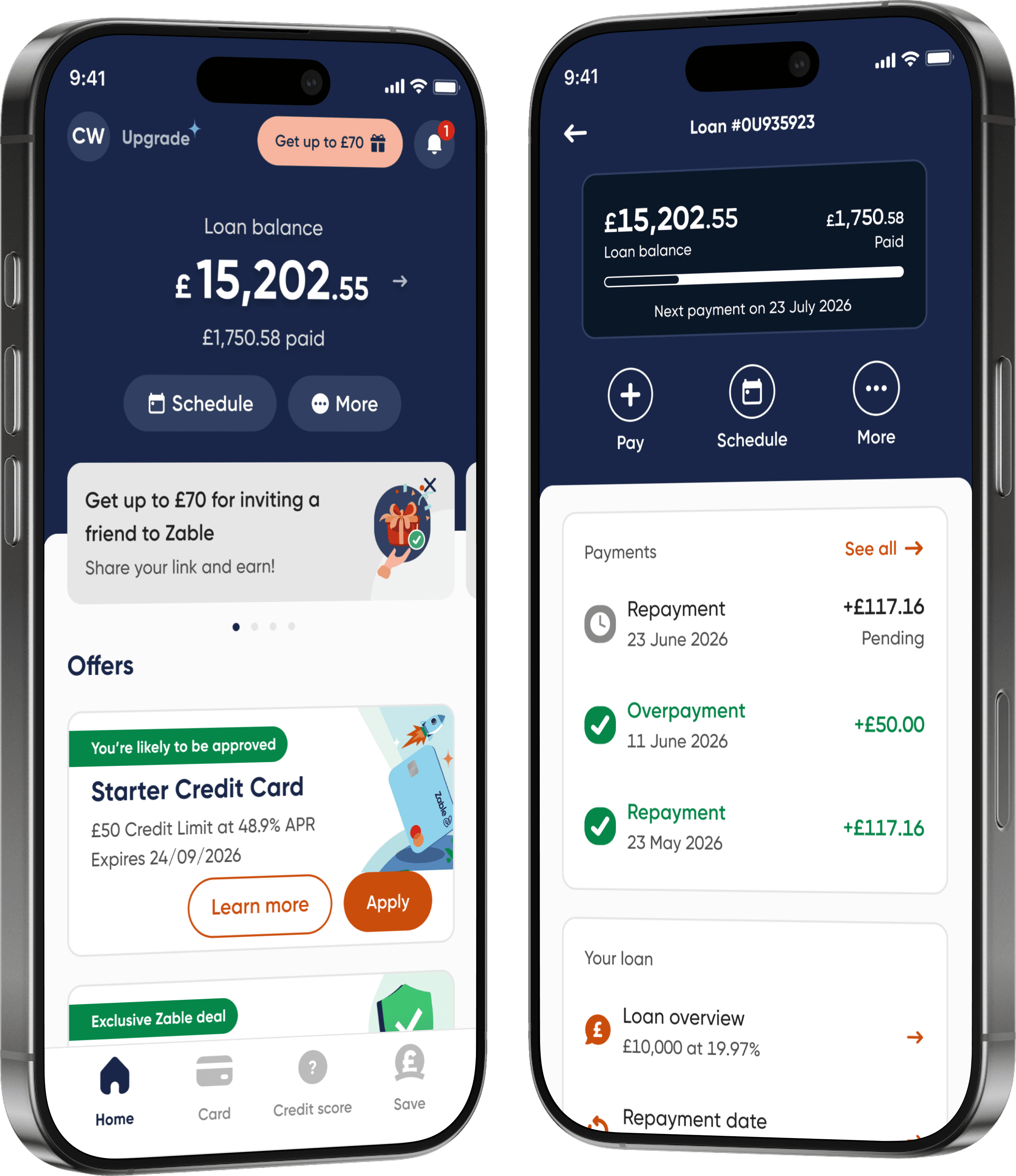 app screen showing the last step of the credit card application